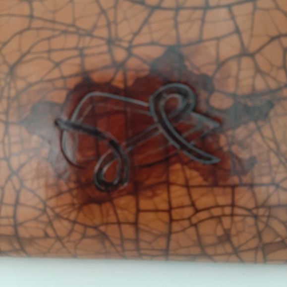 Vintage Leather Clutch Mosiac Pattern with Embossed Design Comb, Change Purse - Picture 3 of 9